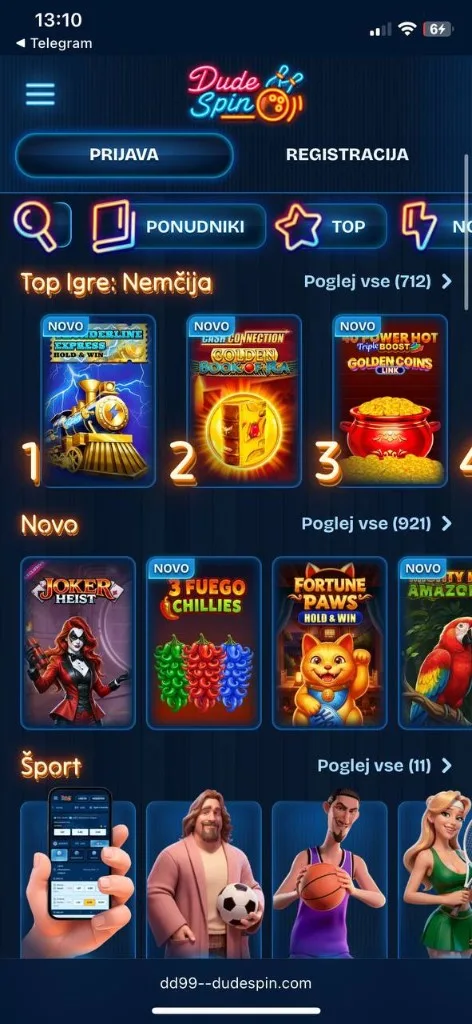 Dudespin mobilni zaslon — casino