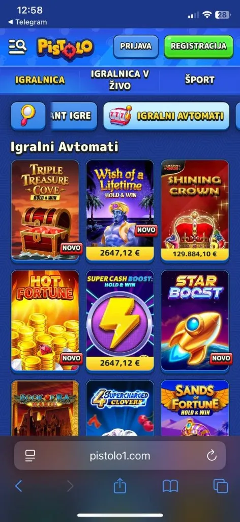 Pistolo mobilni zaslon — igralni avtomati