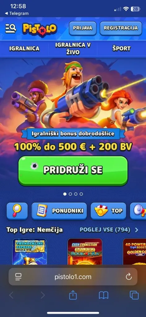 Pistolo mobilni zaslon — promocije